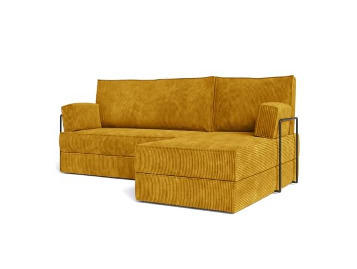 Masseno Schaumstoff-Ecksofas NOTIA mit Metallgestell, Modulares Schlafsofa aus Schaumstoff, Klappbares Bodensofa, Schlaffunktion, Ohne Montage - Gelb, POSO 01