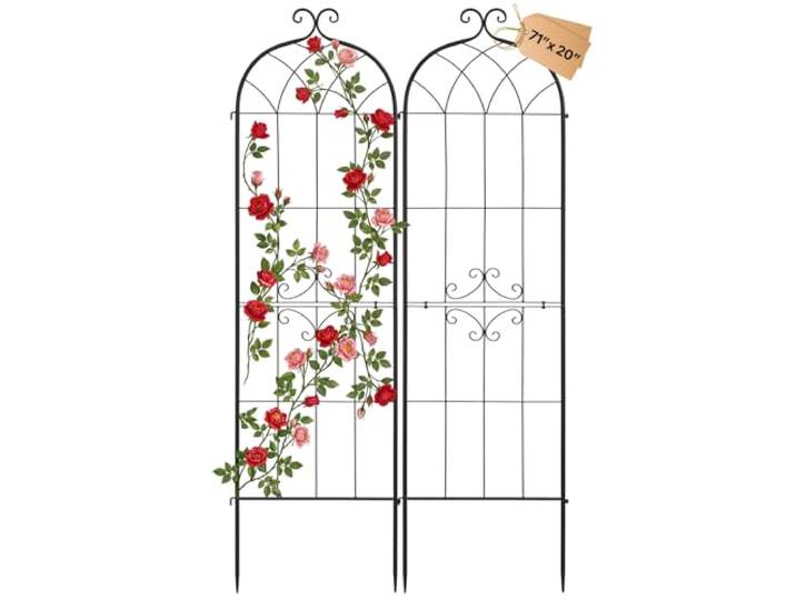 VEVOR Treillis de Jardin Métal 52\,5x180 cm Support de Plante Grimpante Lot de 2 Treillis pour Rosiers\, Tomates\, Concombres\, Fleurs Légumes Grimpants\, avec Revêtement en Poudre\, Système de Verrouillage