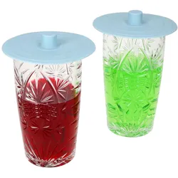 2x FLEX Frischhaltedeckel Ø10cm blau wiederverwendbar Silikon Glas Dosen Becher