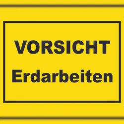 HB-Druck Vorsicht Erdarbeiten Aufkleber mit Text A8 (52x74mm)