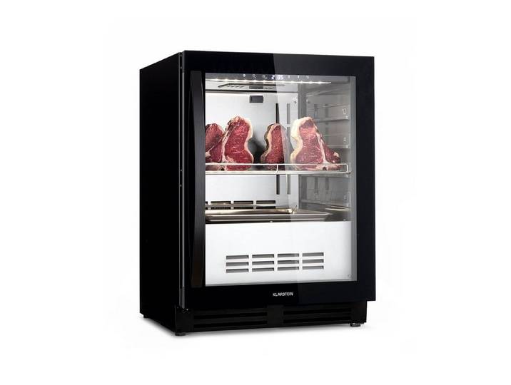 Klarstein Reifeschrank Steakhouse Pro 98 Onyx Fleischreife 98L 1 Zone 1-25°C UVC Touch Onyx, 98 l, Reifeschrank für Dry-Aged-Fleisch mit Edelstahl 98L Beleuchtung