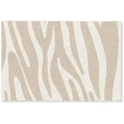 FUSSMATTE Zebramuster - Beige - Weiß - Tiermuster Schmutzfänger 120x80 cm