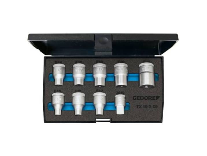 Juego de llaves de vaso 1/2\ 9 pzas TORX E10-E24