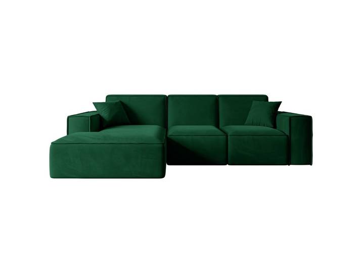 ECKSOFA Ottomane Links SERRA-L - 266x169x80 cm Grün Velours