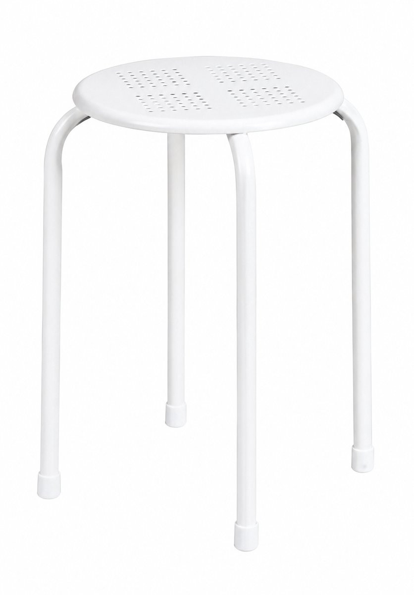 Practo Home Stapelbare Metalen Kruk - Wit