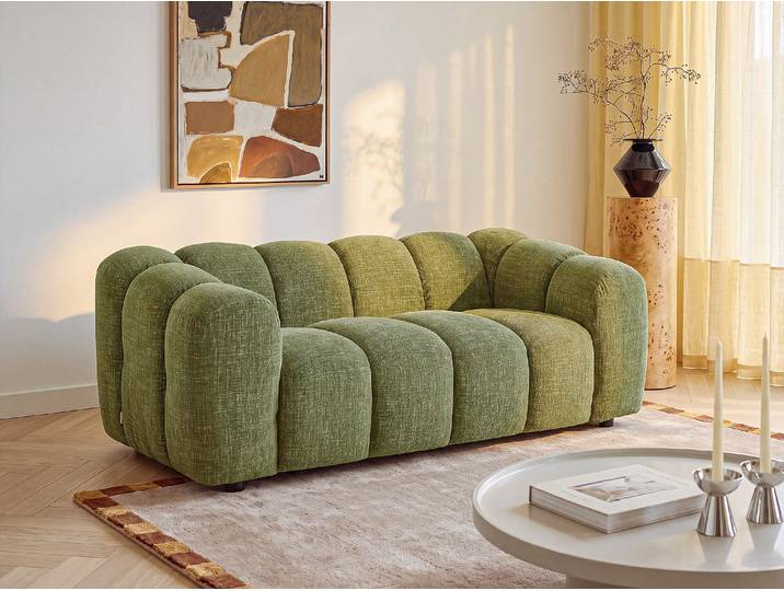 2-Sitzer Sofa aus grünem Chenille-Stoff NELIMAR