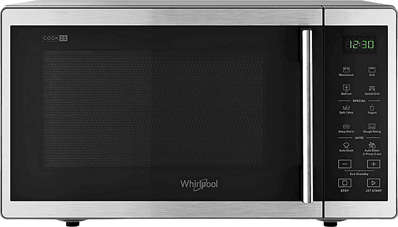 Microondas con grill - Whirlpool MWP 253 SX, 900W, 7 niveles, Función Grill, 25 l, Inox