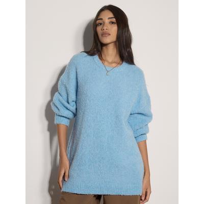 Strickpullover APRICOT "Bouclé-Pullover", Damen, Gr. M, sky blau, Strick, , Modisch, lässig geschnitten Normale Länge, U-Boot-Ausschnitt, Puffärmel Rippbündchen, Pullover Strickpullover, in Oversized