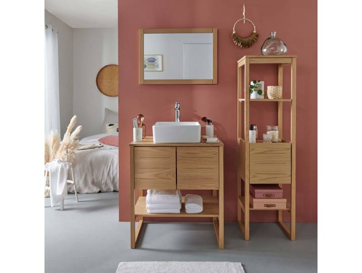 Meuble simple 70cm + vasque + miroir + colonne