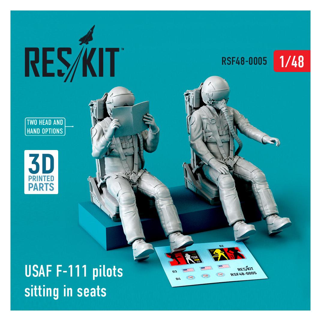 ResKit USAF F-111 pilots sitting in seats (2 pcs) (3D Printed) (RSF48-0005)