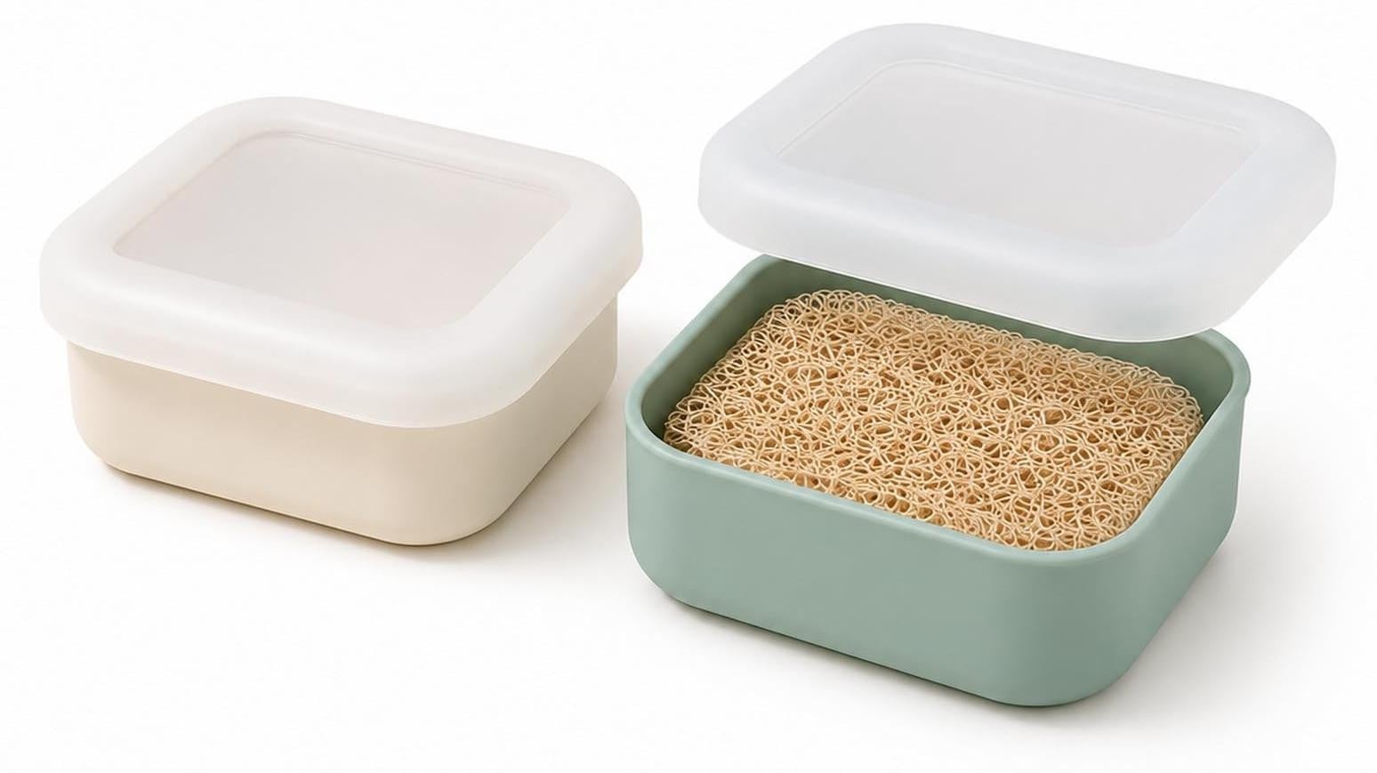 Set van 2 silicone travel soap boxen