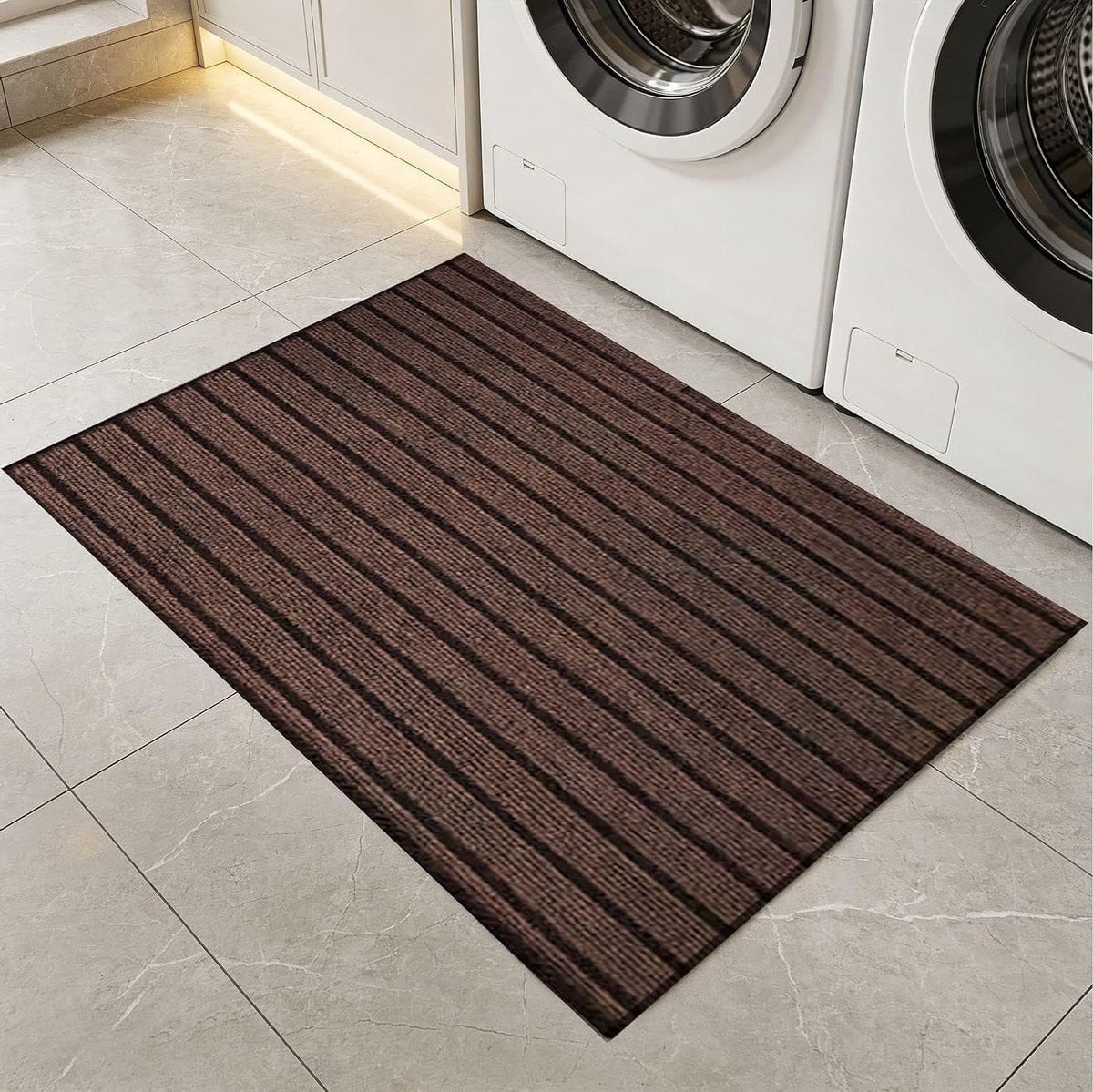 Bruine Schoonloopmat - Machine Wasbare Voetmat - 85 x 90 cm