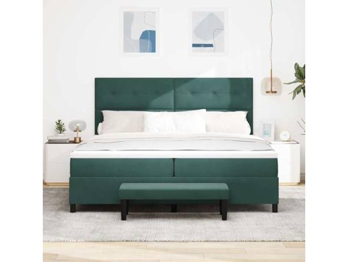 KTHLBRH Doppelbett Samt Dunkelgrün 200 x 200 cm Konstruktion aus Holz, mittelharter Schaum, modernes Design