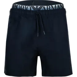 EMPORIO ARMANI Herren Badeshorts - LOGOBAND, Boxer, Beachwear, Logo-Bund, einfarbig Blau / 2XL