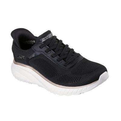 Slip-On Sneaker SKECHERS "BOBS SQUAD CHAOS-CURRENT MUSE", Damen, Gr. 40, Textil, schwarz (schwarz, goldfarben), Schuhe, Slipper, Freizeitschuh in veganer Verarbeitung
