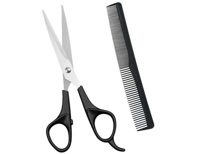 Haarschere Set 2-teilig Schwarz, Metall, 6x1x17.5 cm, Freizeit & Co, Wellness & Gesundheit, Körperpflege