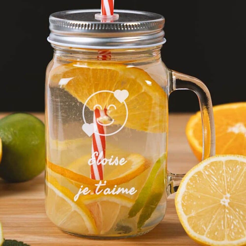 Ocadeau Mason Jar verre gravé