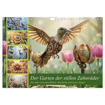 Der Garten der stillen Zahnräder - Ein Jahr zwischen Blüten, Mechanik und leiser Magie (Wandkalender 2027 DIN A4 quer), CALVENDO Monatskalender