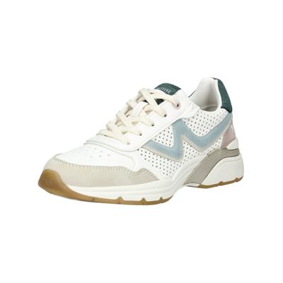 Sneaker MUSTANG SHOES "Mustang Shoes Sneaker Lederimitat", Damen, Gr. 37, weiß (weiß, grün), Lederimitat, Schuhe Sneaker