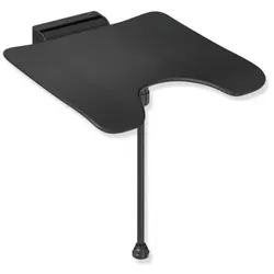 Hewi System 900 Duschklappsitz 900.51.21460CV Edelstahl pulverbeschichtet schwarz matt, Polyamid matt schwarz, mit Schamausschnitt