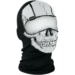 ZAN Headgear, Herren, Sturmhaube + Halsschlauch, baclava polyester skull, Weiss, Schwarz, One Size