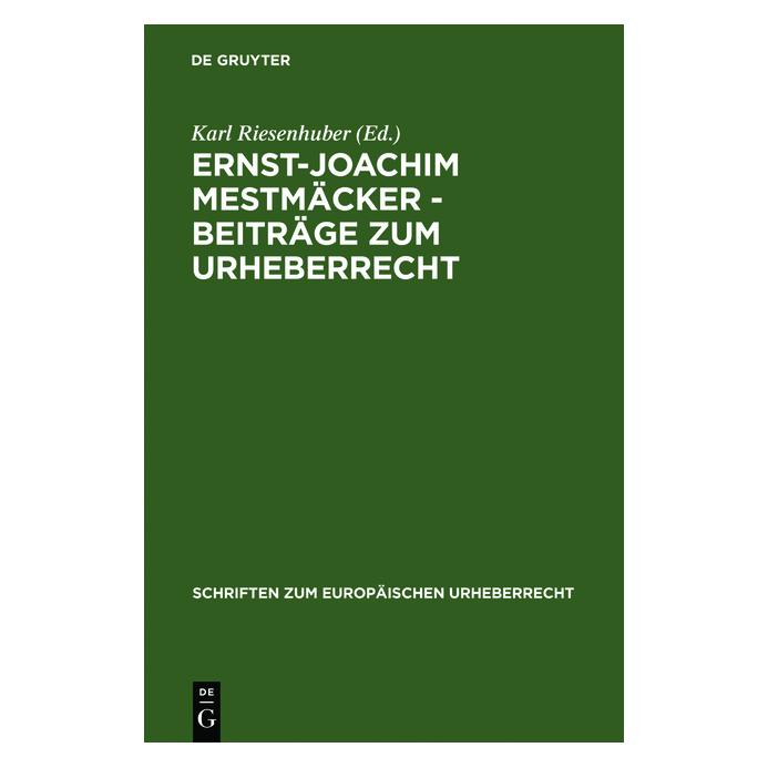 De Gruyter Mestmäcker,E.-J.:Beitr.zum Urheberrecht (Deutsch, Hardcover, Ernst-Joachim Mestmäcker) (61512489)