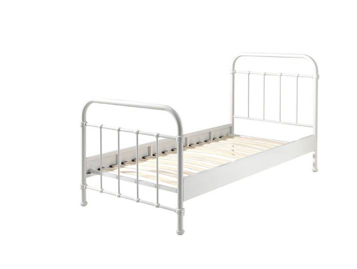58 aufm Kessel Bettgestell Metallbett Karlyn 210x98x111 Einzelbett Kinderbett Metall Weiß (inkl. Versand, Lieferung bis Verwendungsstelle), Liegefläche 90x200, stabile Metallkonstruktion, inkl. Lattenrost