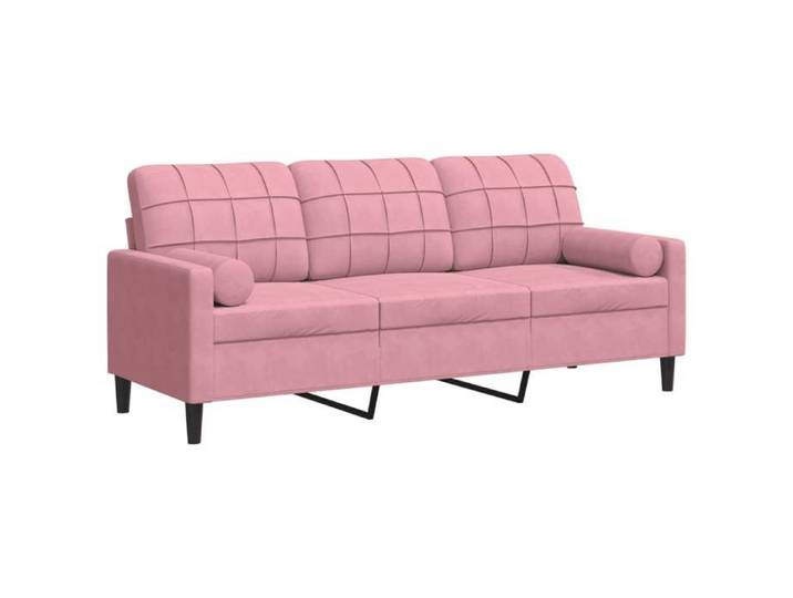 Rose Canapé 3 places - ZENCORE - avec oreillers décoratifs rose 180 cm velours - 110 kg/par siège(9966)