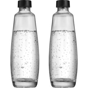 Sodastream Karaffe Glasflasche, mit Deckel, 2x 1 Liter, Doppelpack, kompatibel mit Duo, 2 Stück