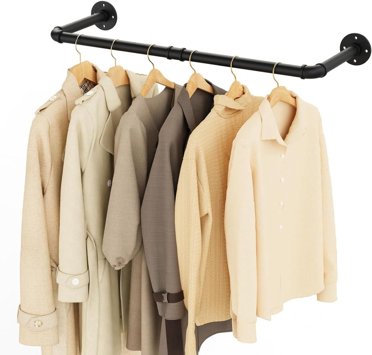 Industriële kledingstang wandrek zwart 80 cm