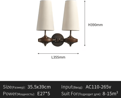 Inspire Curations French Vintage Solid Wood Wall Sconce 2 Lights white cold Light
