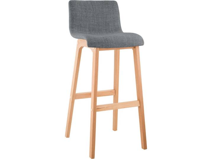 CLP Barhocker Stoff Hellgrau, Holz, 41x102x46 cm, Esszimmer, Barmöbel, Barhocker