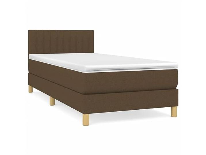 PUGYNBK Boxspringbett mit Matratze, Stoff, dunkelbraun, 100 x 200 cm Höhenverstellbares Kopfteil, Taschenfederkerne, mittlere Festigkeit, atmungsaktives Gewebe