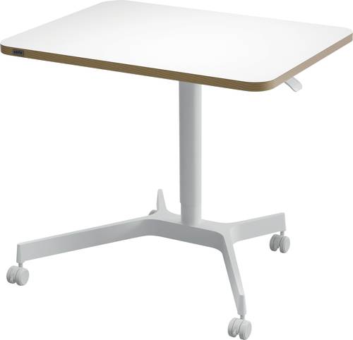 Leitz Sitz-/Steh-Schreibtisch Weiß 65360001 Farbe der Tischplatte: Weiß höhenverstellbar, mit Rollen max. Höhe: 114cm