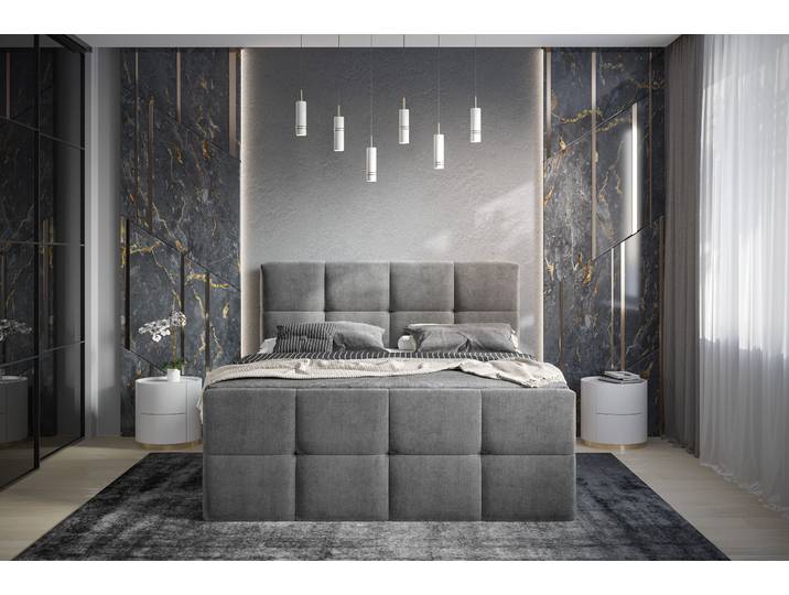 Boxbett Robanna 160 x 200cm Microfaser Valeria Grau/Grau Freiform