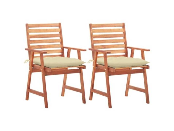 KUTYWEXFM 2er-Set Gartenstühle Akazie Massivholz Essstühle mit Kissen Geölte Sitzgruppe für Veranda und Terrasse mit gepolsterten Auflagen inklusive Haltebändern für entspannte Mahlzeiten.