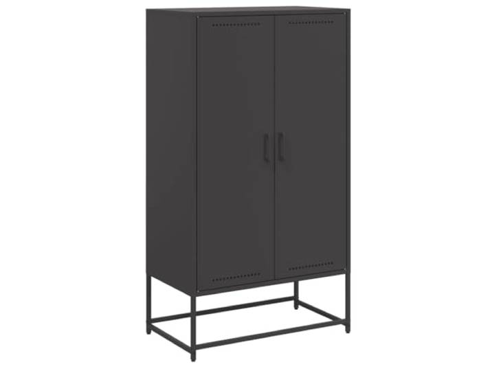 LASWWQMRF Highboard Schwarz 68,5x38,5x123,5 cm Stahl Schrank Industrie-Kommode aus robustem Stahl mit 6 Fächern und Türen für Ordnung im Wohnzimmer oder Flur.