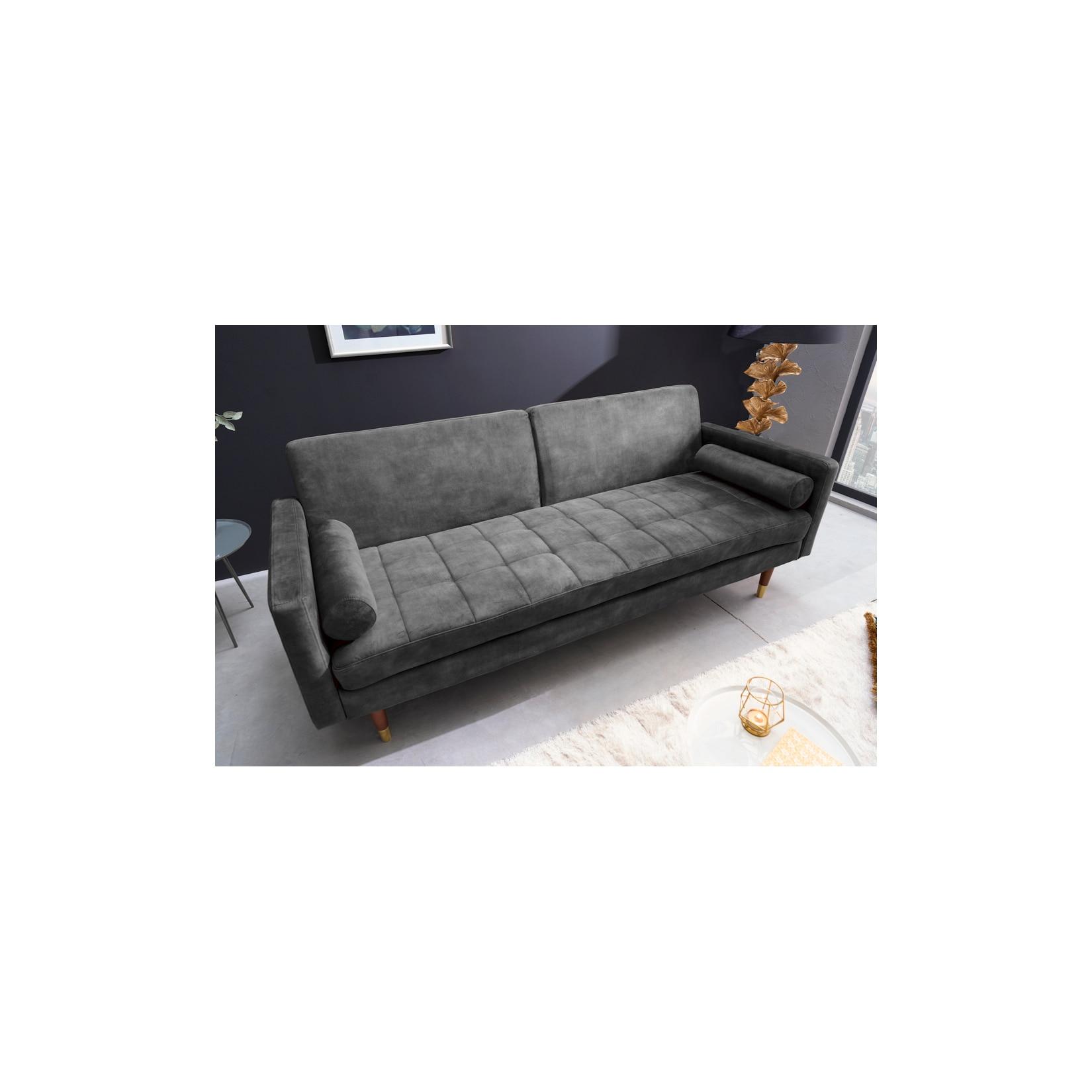 riess-ambiente Schlafsofa COUTURE - 196cm grau Microvelours 3-Sitzer Couch Bettfunktion ink. Kissen
