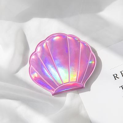 Fusion Finds Dream Laser Shell Compact Mirror With 2X Magnifying Double Sided Portable Makeup Mirror pink