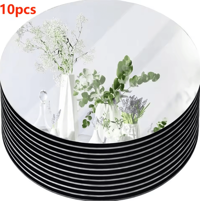 Inspire Curations Acrylic Round Mirror Centerpieces Decorative Mirror Trays For Wedding Table Decor 10pcs 20cm