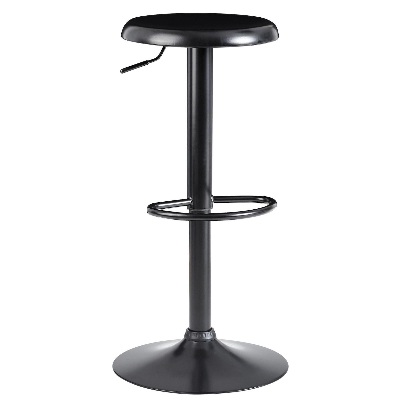 KADIMA DESIGN Moderne Barhocker, höhenverstellbar mit Fußablage, Schwarz, 40x58-79cm