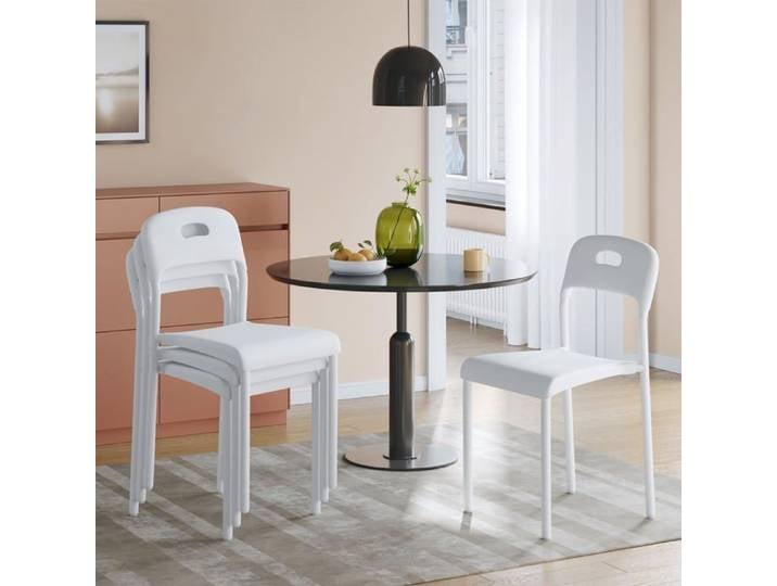 Chaise de salle à manger empilable stable et sûre convient aux cuisines et aux séjours blanc 4