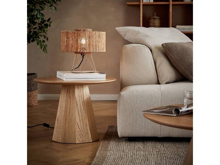 Tischleuchte Ø 33cm Holz/Holz Jute LED/Energiesparlampe/Glühlampe E27