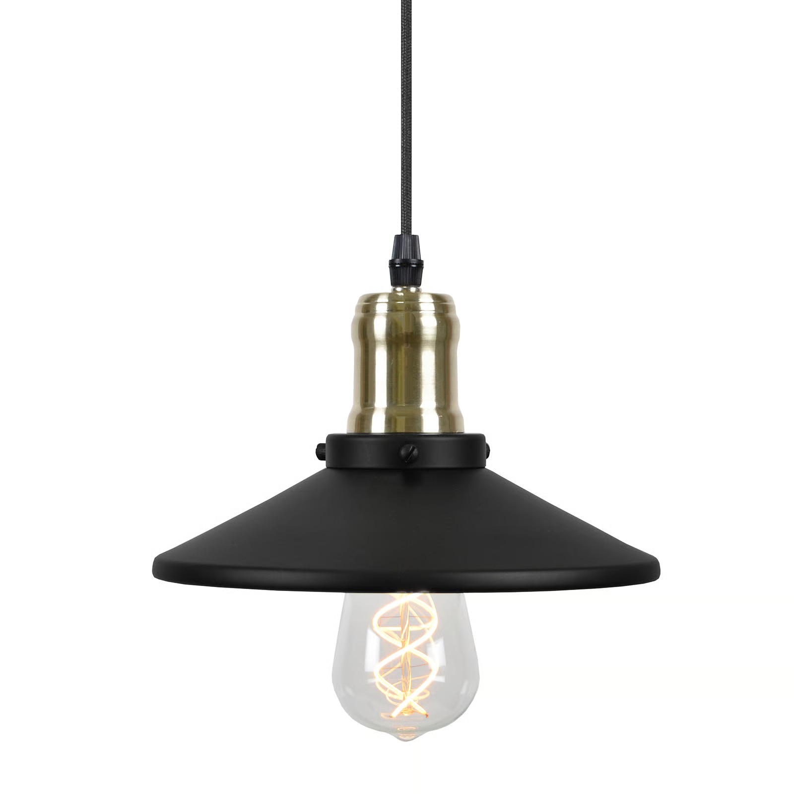 Globen Lighting Disc hanglamp mini matzwart-geborsteld messing