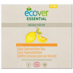 Ecover Spülmaschinentabs Essential Classic, Lemon, biologisch abbaubar, vegan, kraftvolle Reinigung, 70 Tabs