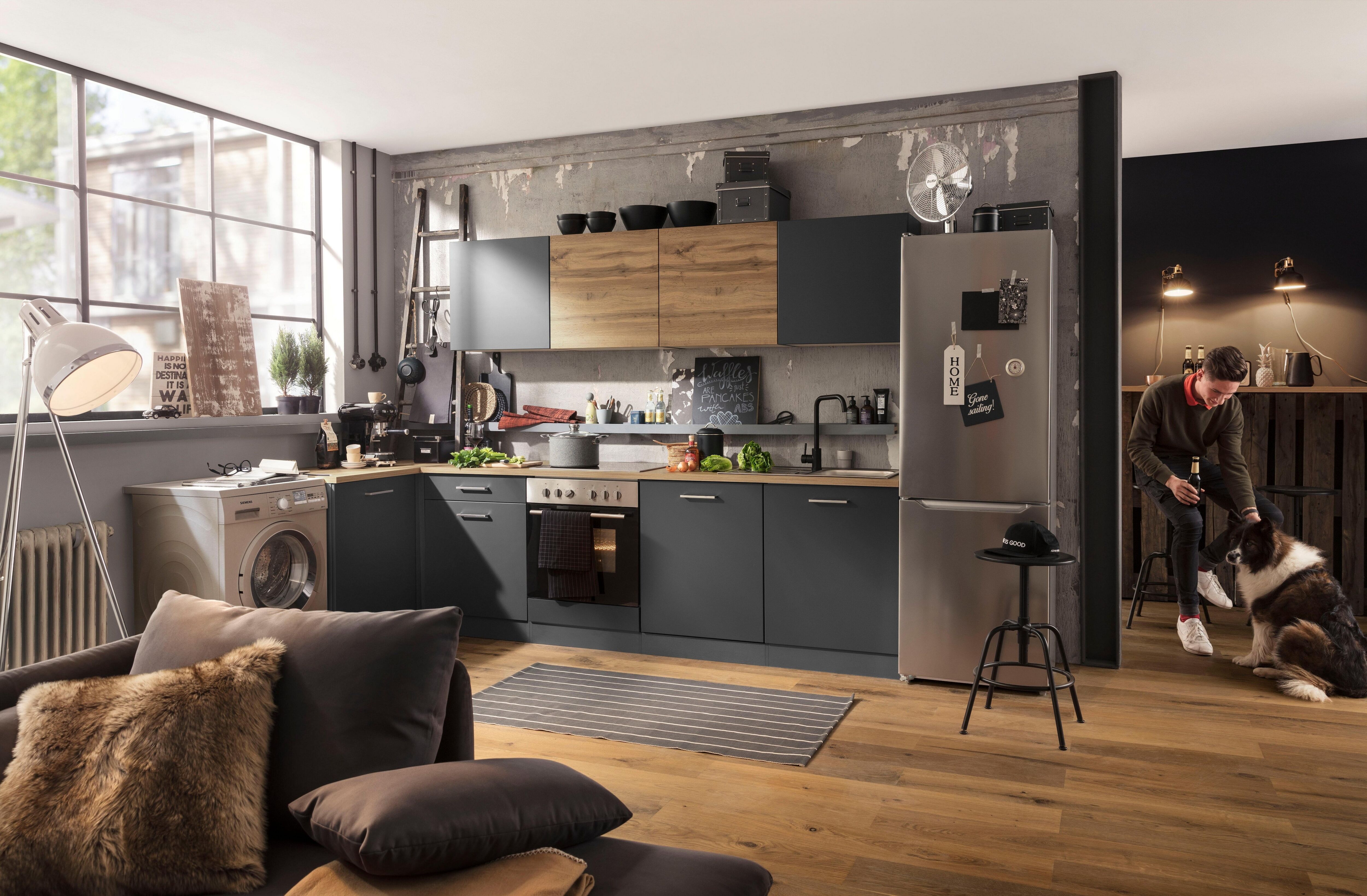 Spülenschrank KOCHSTATION "KS-Kehl", grau, B:120cm H:82cm T:60cm, MDF, Schränke, Spülenschrank, für Geschirrspülmaschine, ohne Arbeitsplatte