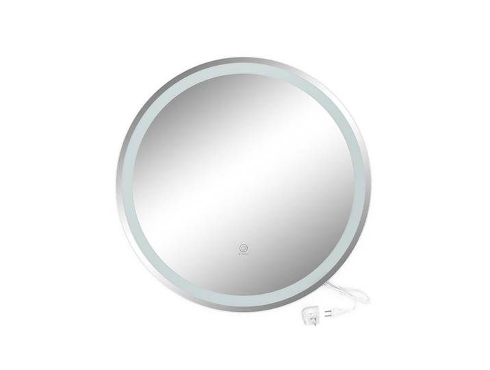 Vicco Badezimmerspiegel Lumos Weiß 70 cm mit Touchschalter, Glas, Rund, 70x70x4 cm, Badezimmer, Badezimmerspiegel, Badspiegel