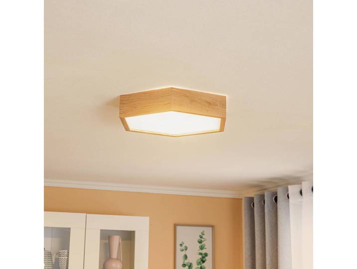 Deckenleuchte Hagen Lamkur, dimmbar, Holz hell, für Wohn- / Esszimmer, Holz