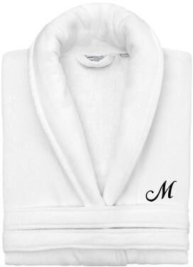 Authentic Hotel and Spa 100% Turkish Cotton Personalized Unisex Anovia Velour Bathrobe - Black Script Font