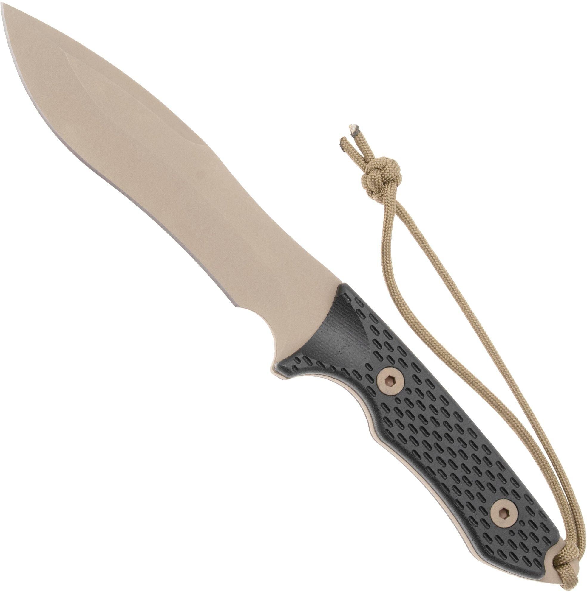 Spartan Blades Ronin Shinto SB47DEBKKYTN Flat Dark Earth, Black Micarta, coltello da sopravvivenza, fodero in kydex